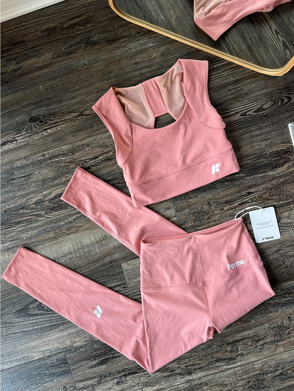 Forme Women's Pink High-Waist Leggings & Crop Sports Bra Set